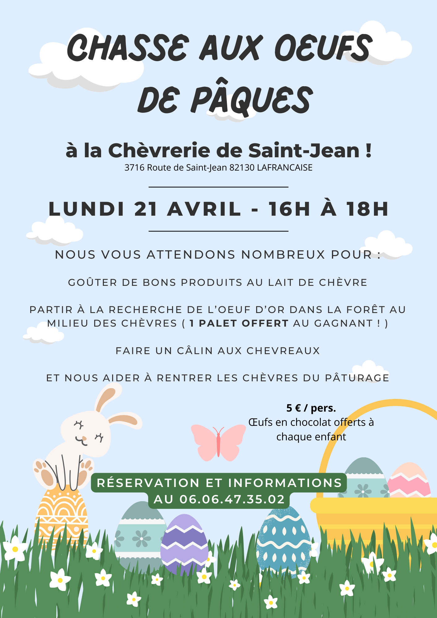 Affiche chasse aux oeufs Pâques illustration coloré